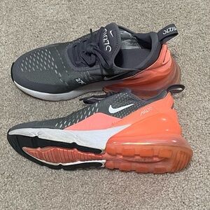 Nike Kids Air Max 270 Gray and Orange Sneakers